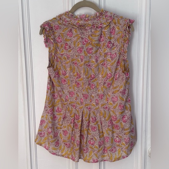 Ivy James High Neck Ruffles Sleeveless Floral Pleated Accent Top NWT Size XS - Picture 7 of 13